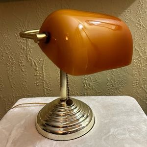 Vintage Amber Glass bankers desk lamp
